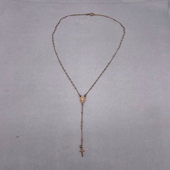 925 Sterling Silver Y Drop Lariat Necklace Holy Mary Christianity Faith Believe - Picture 2 of 7